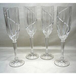 4 Mikasa Crystal Clear Uptrend Fluted Champagne Glasses 9 1/2"